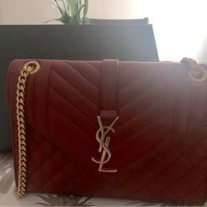 PROOF OF PURCHASE! SAINT LAURENT ENVELOPE BAG. DEEP RED .AUTHENTIC